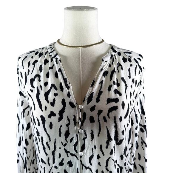 Rails Women's Animal Print Button Down Blouse Cinched Waist Work Wear | Small - Picture 3 of 10